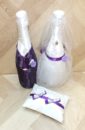 Оформление бутылок шампанского "Жених" и "Невеста" в сиреневом цвете за пару ( 2 шт).