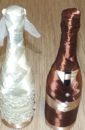 Оформление бутылок шампанского "Жених" и "Невеста" в шоколадном цвете за пару (2шт).