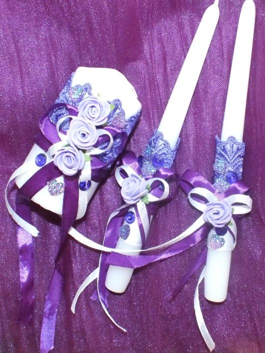 Набор свечей "Семейный очаг" в сиренево-фиолетовом цвете