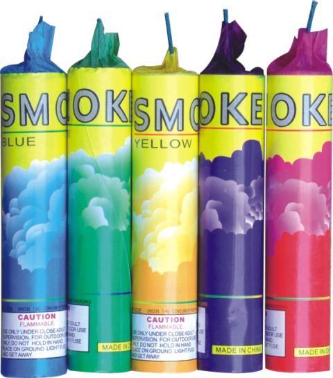 НАБОР Цветной дым 5шт: синий, желтый, красный, зеленый, белый. Дымовая шашка 30 сек
