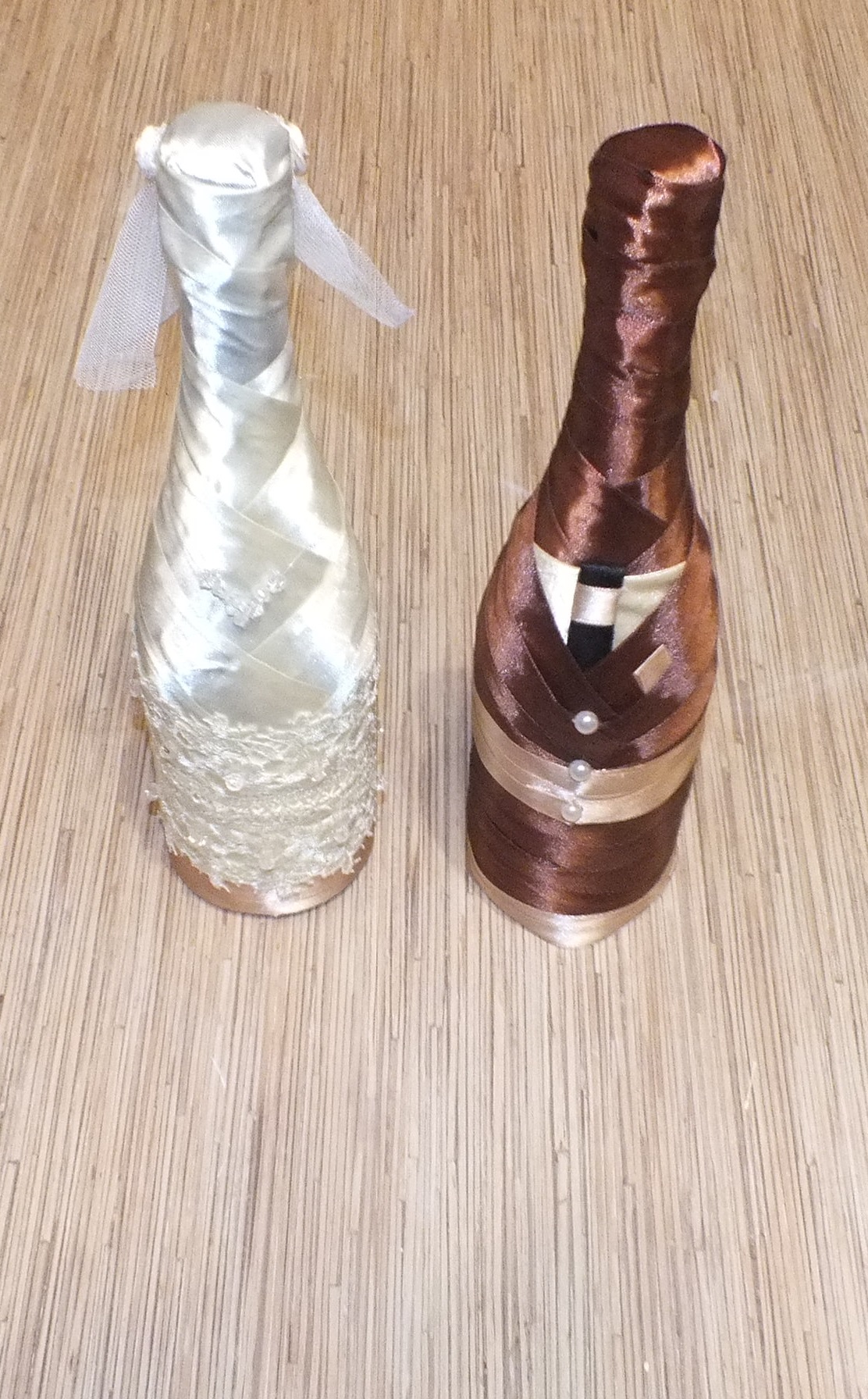 Оформление бутылок шампанского "Жених" и "Невеста"