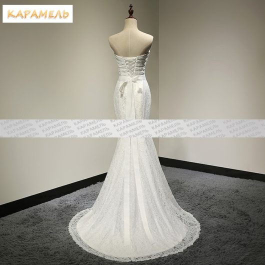 Платье свадебное белое кружевное силуэта "Рыбка"