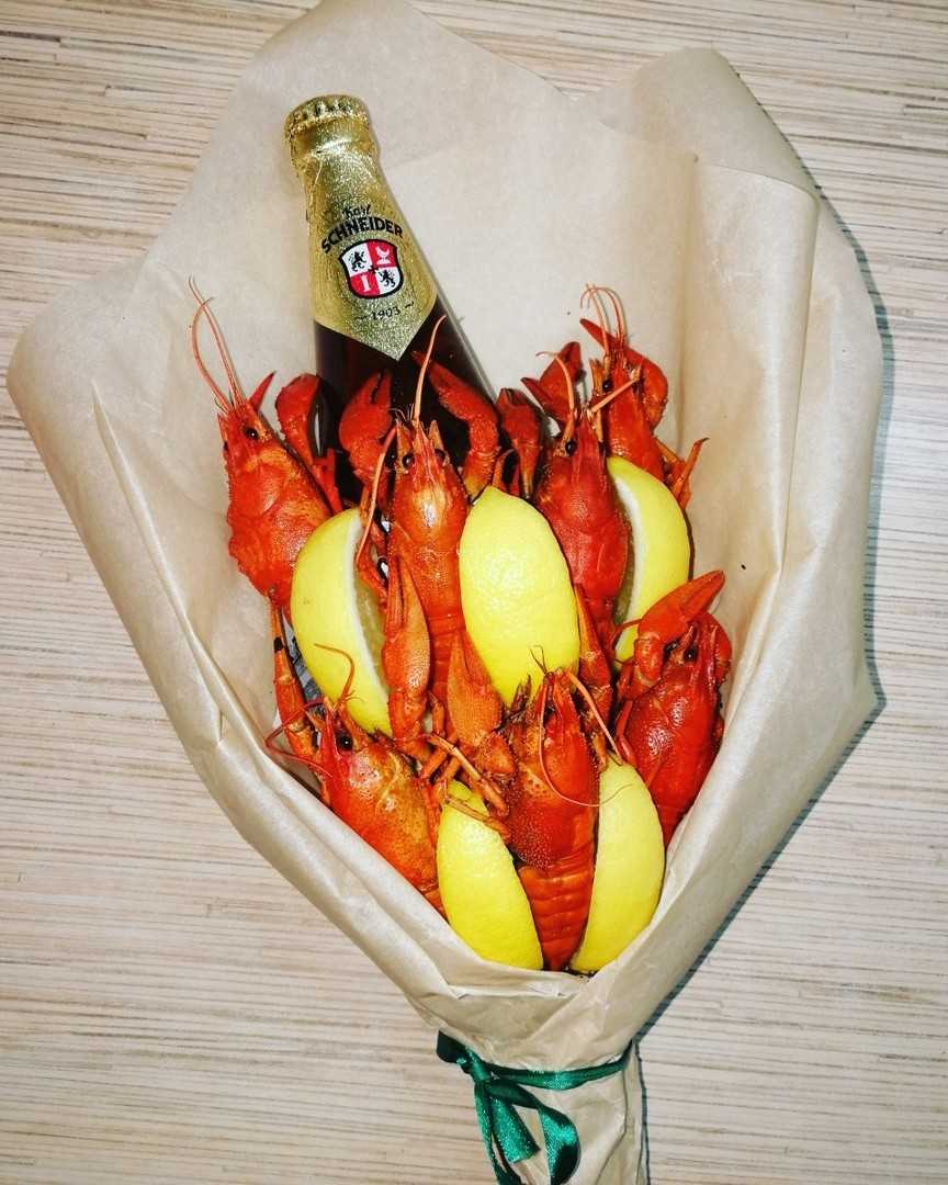 Съедобный букет с раками Мини для мужчины в Екатеринбурге с пивом
