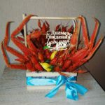 Ящик с пивом, крабом  и  раками "С Днём Рождения, любимый муж"