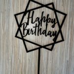 Топпер "Happy Birthday" из чёрного оргстекла
