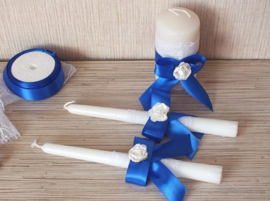 Набор свечей "Семейный очаг" с синим декором