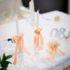 Набор свечей "Семейный очаг" в персиковом цвете со стеклянными подсвечниками