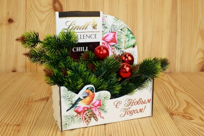 Подарочная упаковка-конверт "С Новым годом!" со снегирём