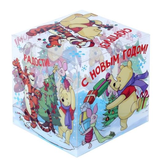 Коробка подарочная "Радости!", Медвежонок Винни и его друзья,15 х15 х15 см