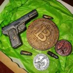 Набор №8 из бельгийского шоколада "Пистолет+пули+биткойн+монетки"