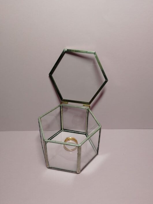 Шкатулка "Geometria" 7,5*6,5*5 см из стекла и металла для колец цвет "под серебро" В НАЛИЧИИ