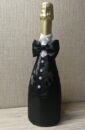 Оформление бутылки шампанского "Жених" в чёрном цвете ( 1 шт).