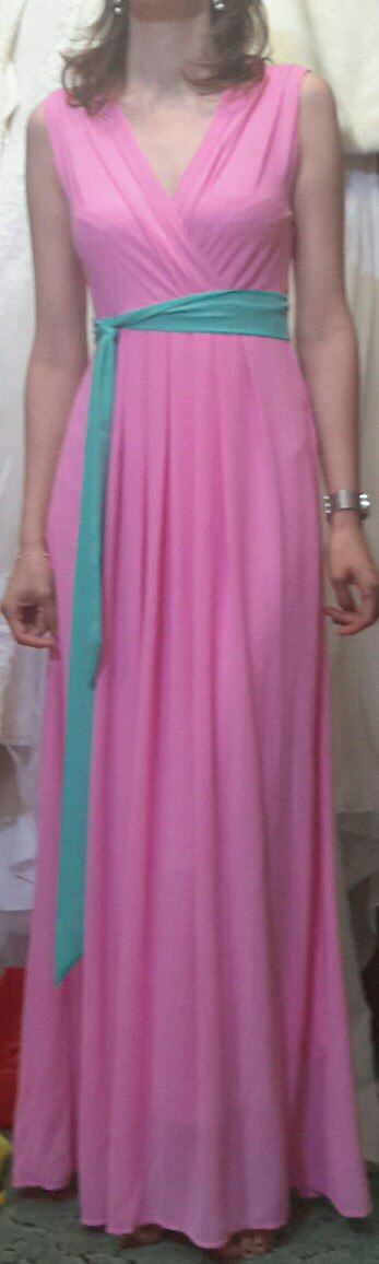 Платье для подружки невесты розового цвета из шифона длина макси