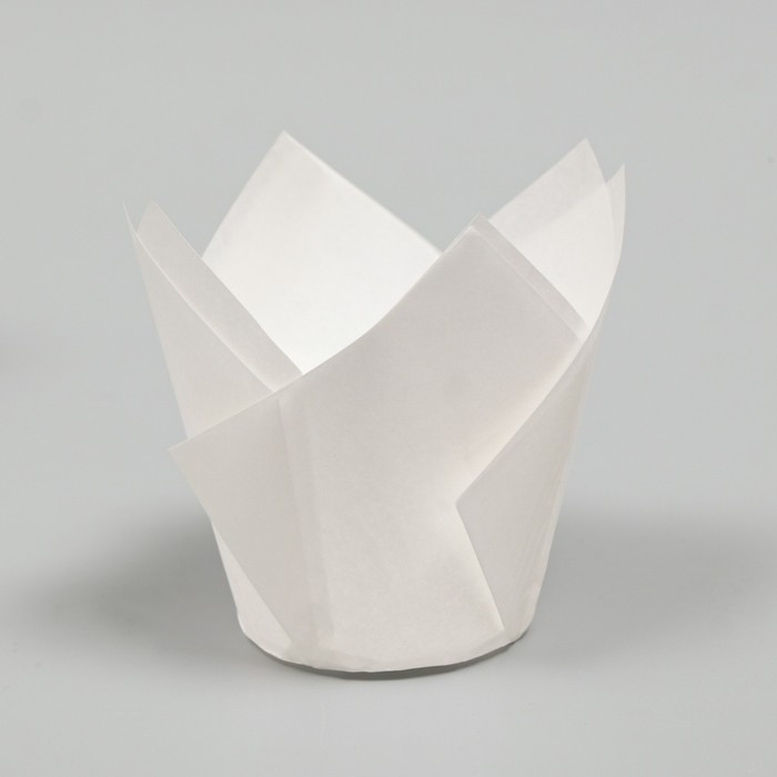 Форма для выпечки капкейков "Тюльпан", белый, 5 х 8 см (набор 20 штук) в наличии