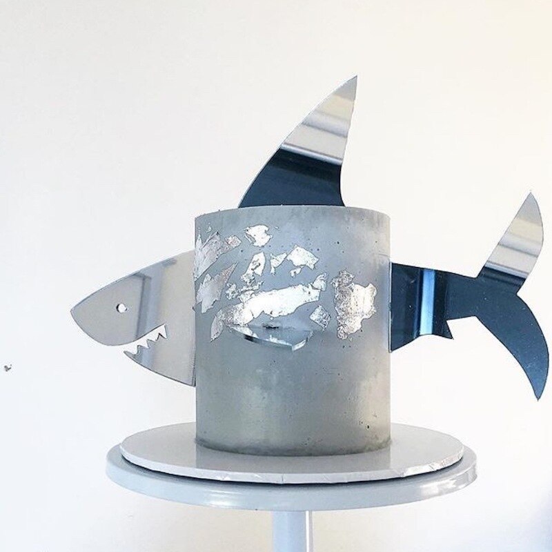 Набор топперов "Акула"  из зеркального оргстекла цвет серебро