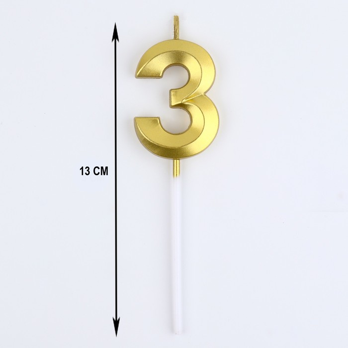Свеча из парафина Цифра 6 на шпажке цвет золотой высота 5 см