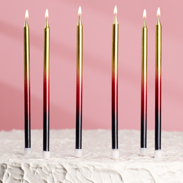Высокие свечи в торт  витые 14 см золотого цвета (1 шт )
