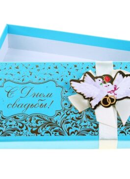Коробка из картона для денег или сувенира на свадьбу 4*18*9 см